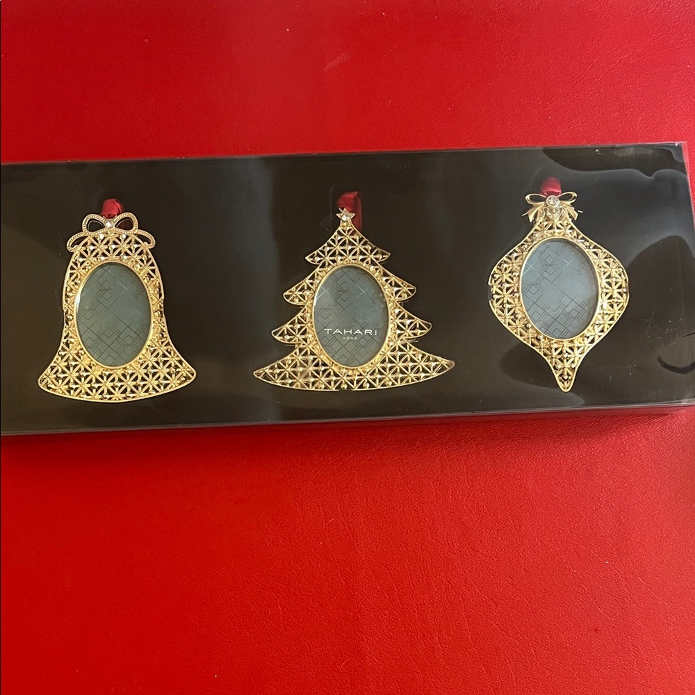 Tahari Gold Christmas Ornament Set